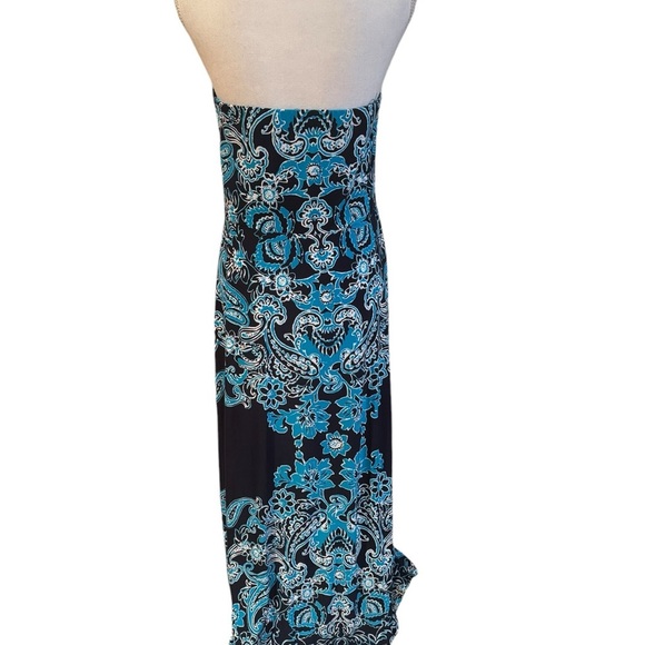 INC Women's Blue Paisley Strapless Maxi Dress Size L - Picture 6 of 10